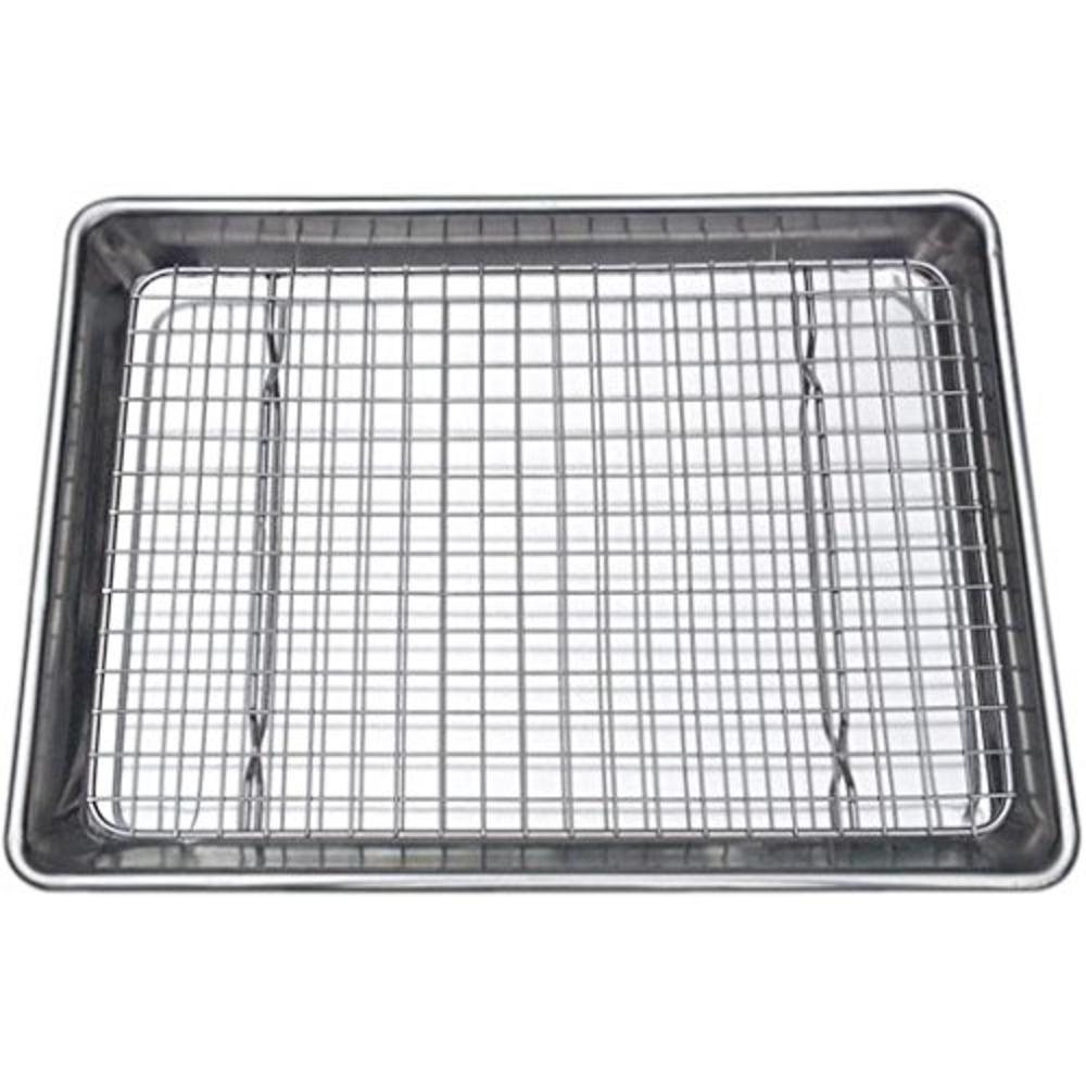 Checkered Chef Quarter Sheet Pan and Rack Set 9.5 x 13 inches. Aluminum Cookie Sheet/Baking Sheet Pan with Stainless Steel Oven 