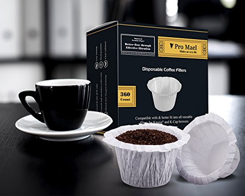 Pro Mael Disposable Coffee Filters 360 Counts Coffee Filter Paper for Keurig Brewers Single Serve 1.0 and 2.0 Use with All Brands K Cup F
