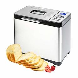 Secura Bread Maker Machine 2.2lb Stainless Steel Toaster Makers 650W Multi-Use Programmable 19 Menu Settings for Home Bakery (Si