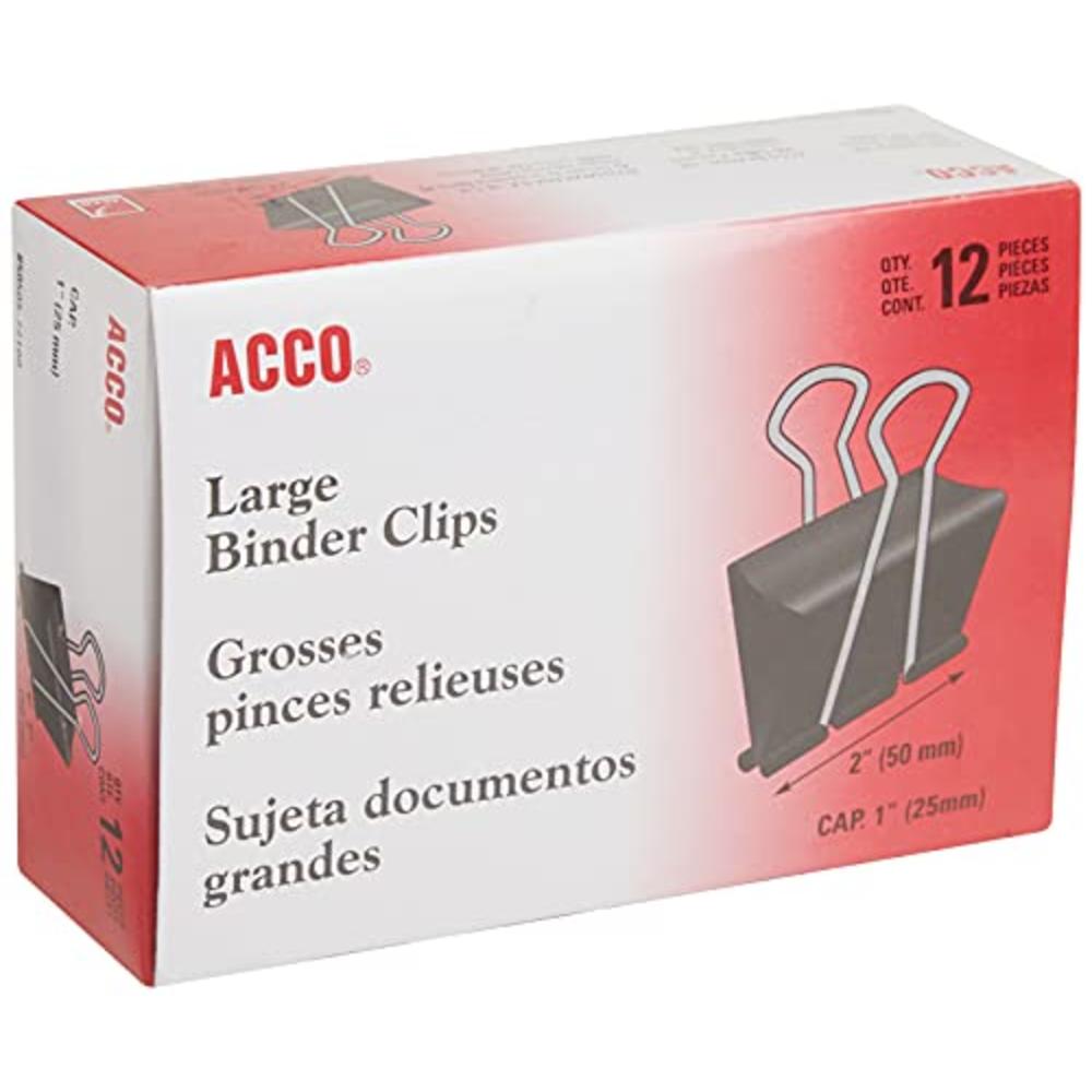 ACCO Binder Clips, Large, 1 Box, 12 Clips/Box (72100)