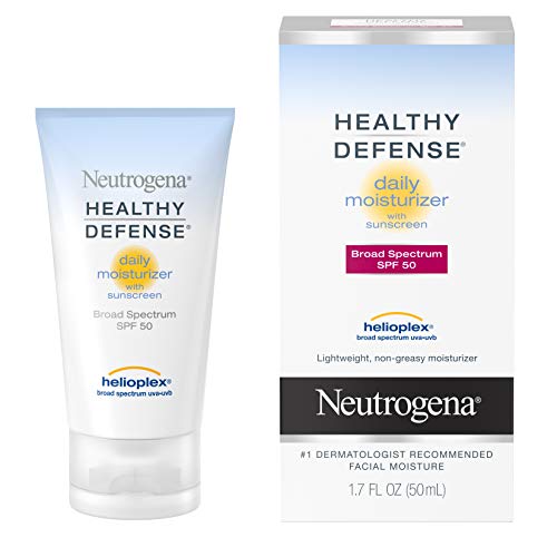 Neutrogena Healthy Defense Daily Moisturizer with SPF 50 and Vitamin E, Lightweight Face Lotion with SPF 50 Sunscreen and Antiox