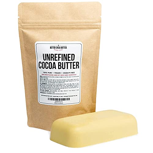 Better Shea Butter Unrefined Cocoa Butter - Use on Pregnancy Stretch Marks, Make Moisturizing Lotion, Chap Stick, Lip Balm and Body Butter - 100% P