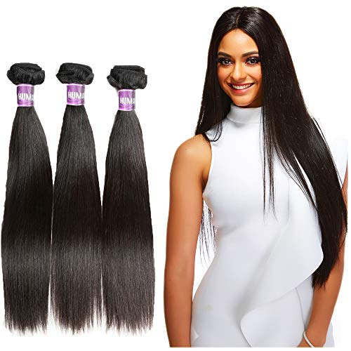 Alimina Straight Hair Bundles 8A Unprocessed Virgin Human Hair Natural  Color 3 Bundles Straight Hair(14