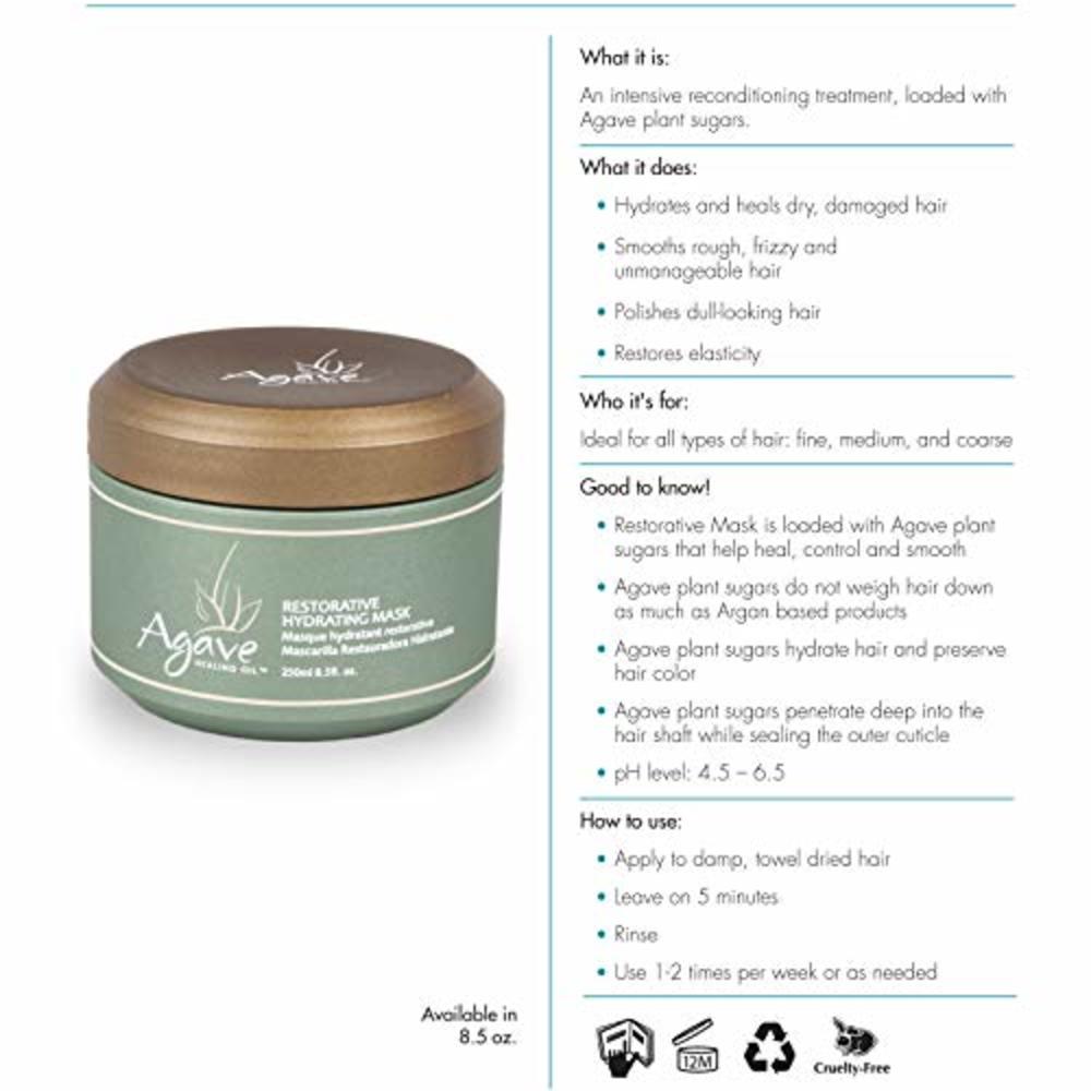 Agave HEALING OIL - Restorative Healing Mask - Hair Treatment  Fl Oz