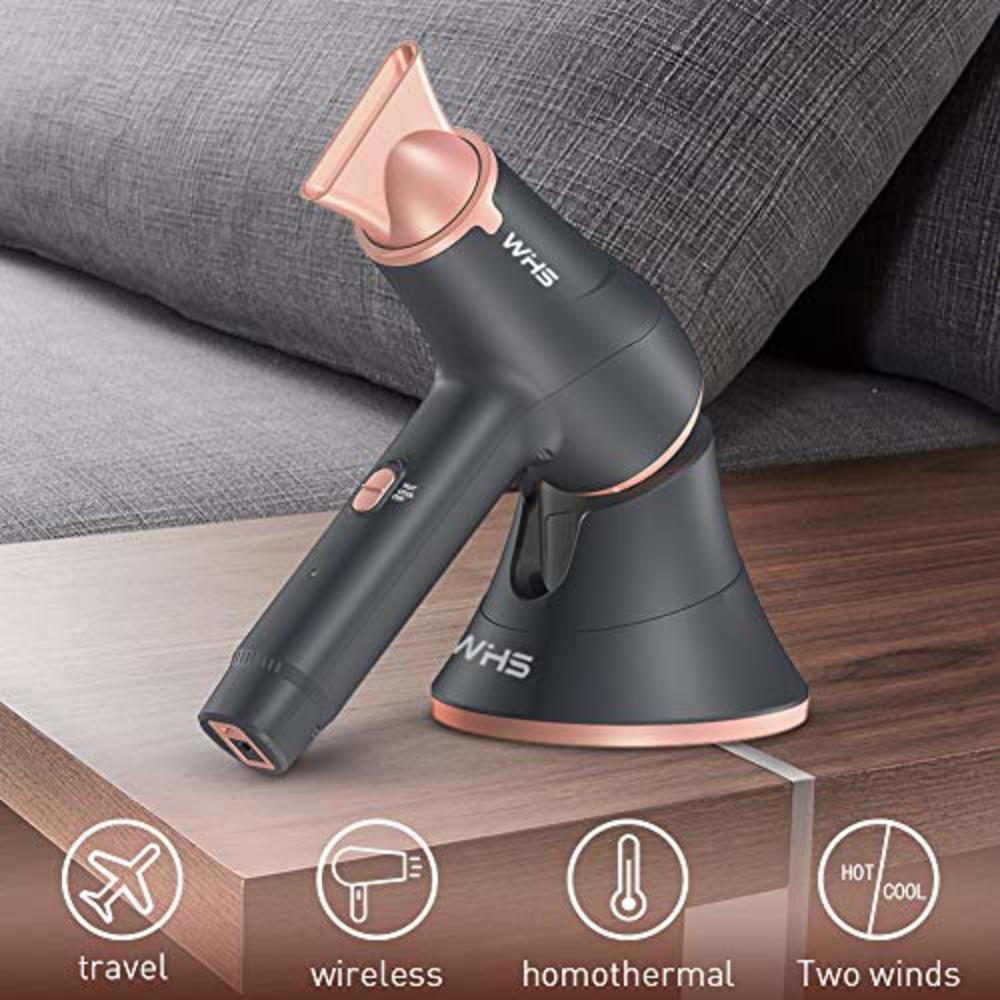 WHS Cordless Portable Hair Dryer Hot and Cold Air Wireless Compact  Rechargeable Lithium Battery Powered DC