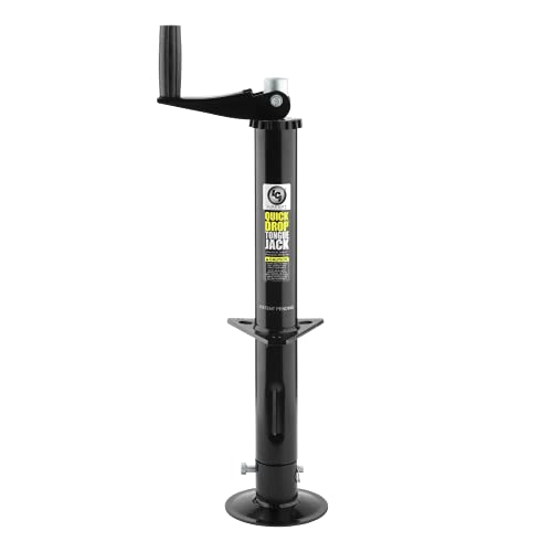 Lippert 733926 Quick Drop Tongue Jack for A-Frame Travel, Cargo, and Utility Trailers or 5th Wheel RVs, Black,2000lb