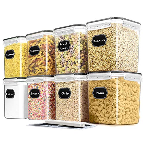 Blingco Cereal Container Food Storage Containers, Blingco Airtight Dry Food Storage Containers Set of 8 (2.5L/85oz) for Flour, Sugar, Ce