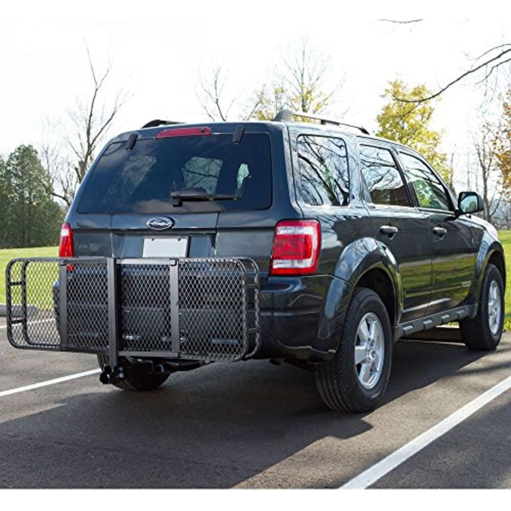 Rage Powersports Elevate Outdoor CCB-F6020-DLX 60" Long Steel Basket Folding Hitch Cargo Carrier