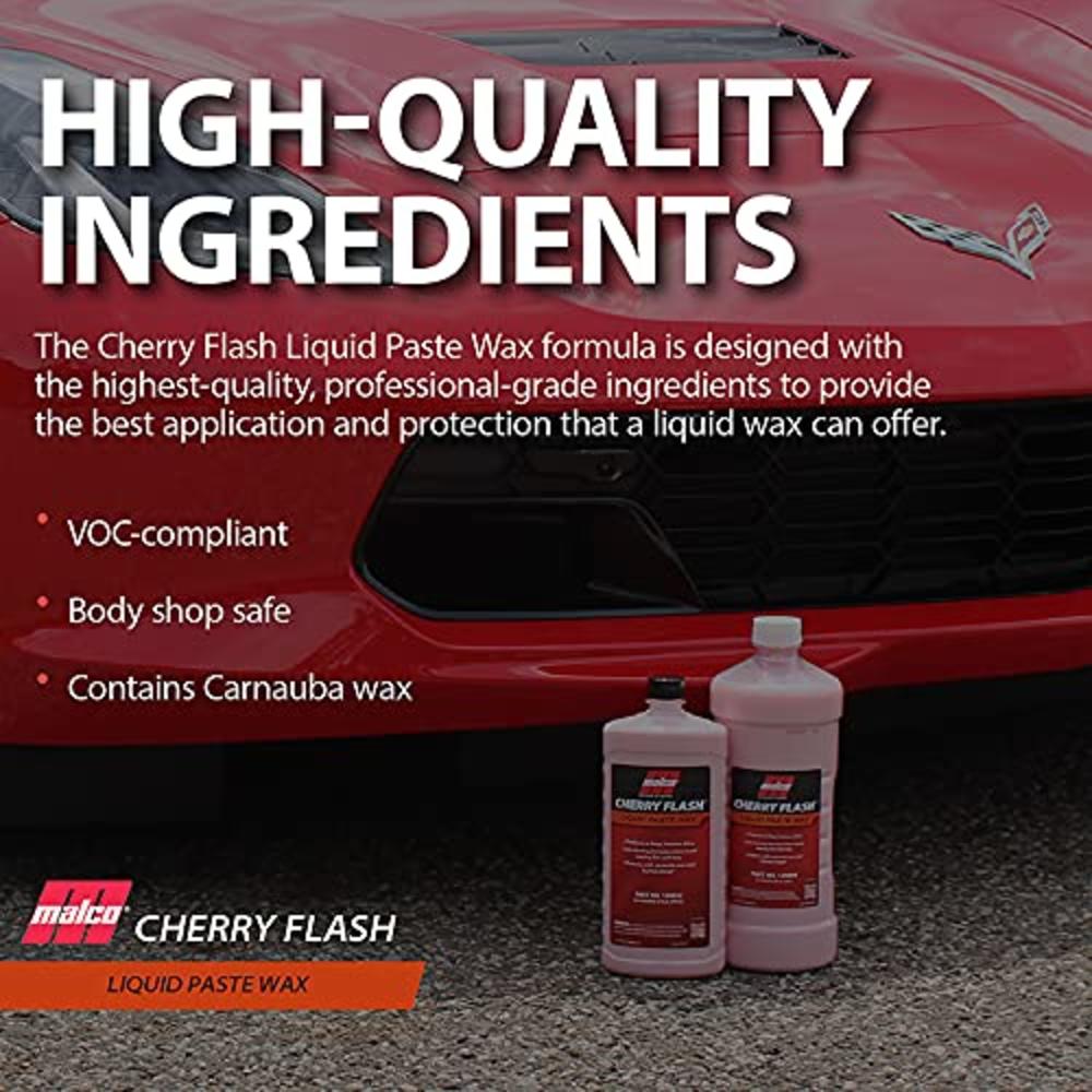 Malco Cherry Flash Automotive Liquid Paste Wax – Protect & Shine Your Vehicle / Easiest Way to Hand Wax Your Car / Lasting Gloss
