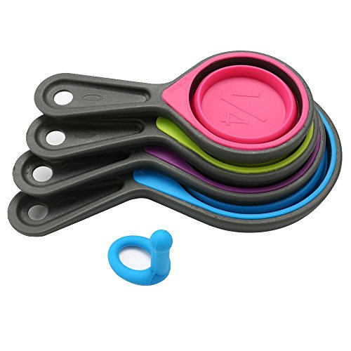 TAPBULL Collapsible Silicone Measuring Cups with 60ml/80ml/125ml/250ml - 4  Piece Set Kitchen Measuring Tools (4 Colors)