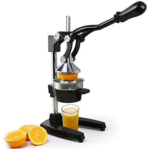 Unique Imports Extra Large Commercial Cast Iron Juice Press Juicer, Heavy Duty Restaurant Bar Lemon Orange Citrus Juicer (Black)