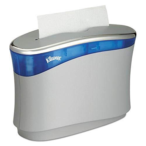 Kimberly-Clark Kleenex 51904 Reveal Countertop Folded Towel Dispenser, 13.3x9x5.2, Soft Gray/Translucent Blue