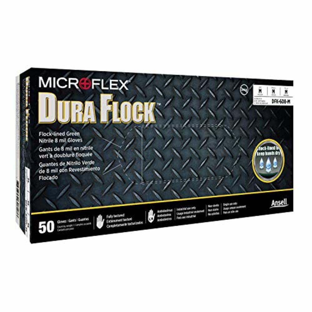 Microflex Dura Flock Flock-Lined Gloves,Large