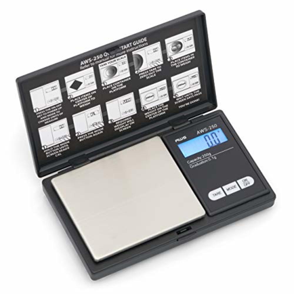American Weigh AWS Series Digital Pocket Weight Scale 250g x 0.1g, (Black), AWS-250-BLK
