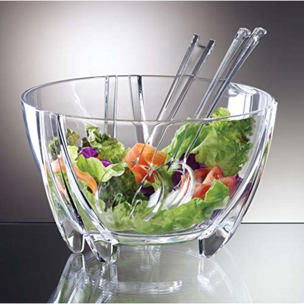 Prodyne Acrylic Salad Bowl with Servers, Clear