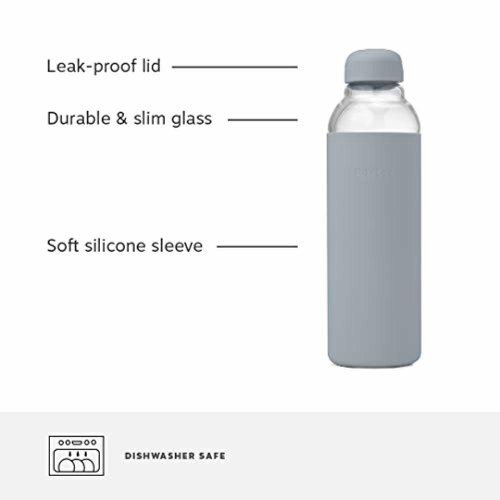 W&P Porter Glass Water Bottle w/ Protective Silicone Sleeve | Mint 20 Ounces | On-the-Go | Reusable Bottle for Coffee, Tea and W