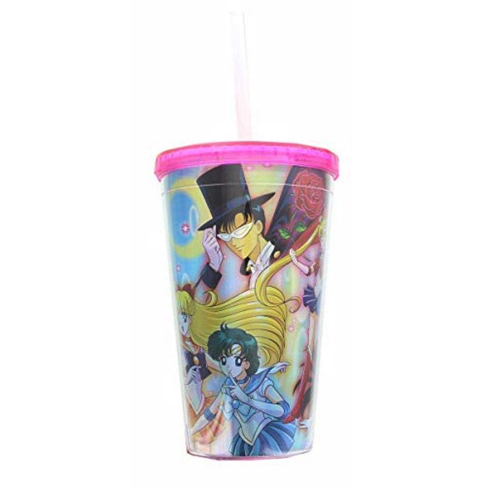 JUST FUNKY Sailor Moon Cast 16oz Reusable Carnival Cup w/ Straw & Lid