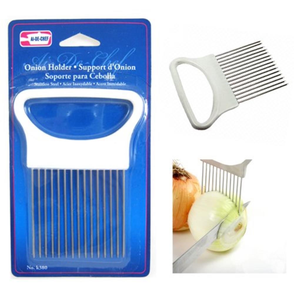 ATB 1 New Onion Holder Slicing Guide Stainless Steel Prongs Holds Slice Aid Cutting