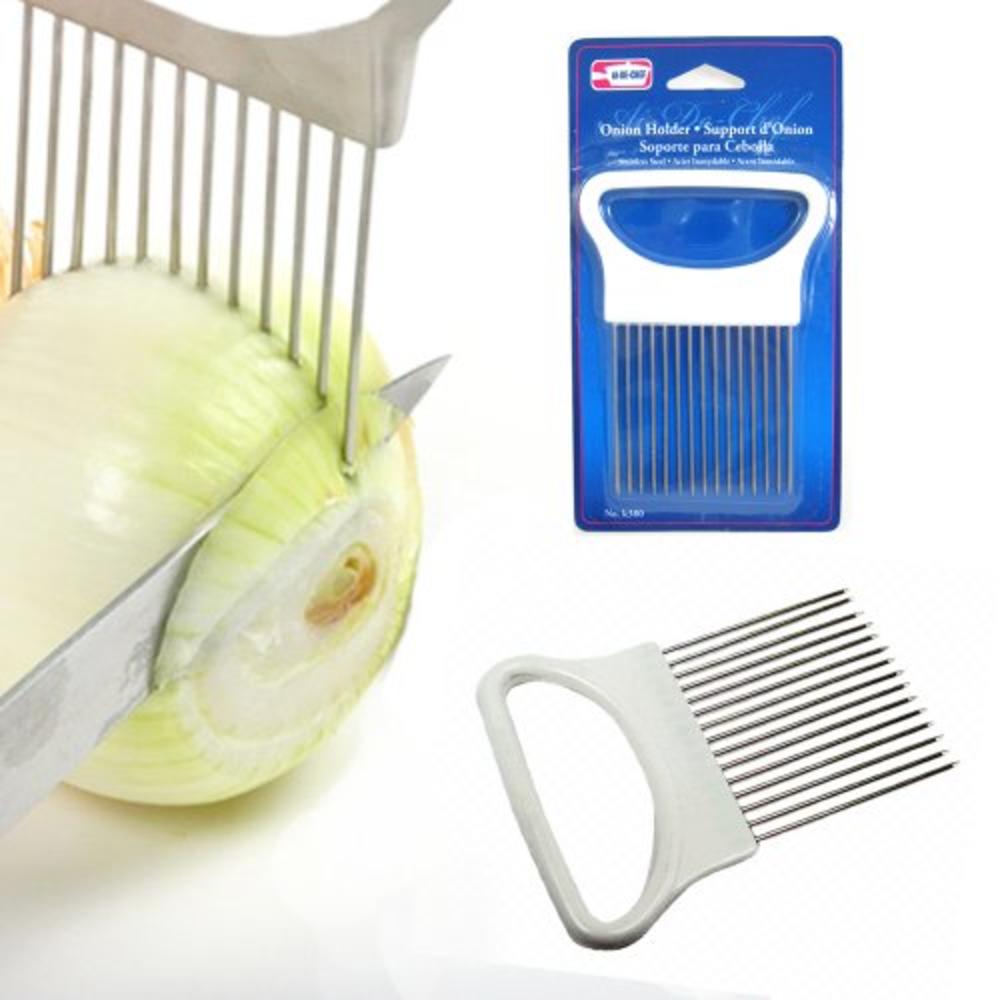 ATB 1 New Onion Holder Slicing Guide Stainless Steel Prongs Holds Slice Aid Cutting