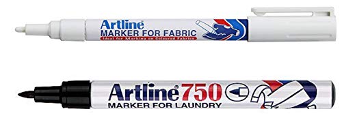 750/EKC-1 Artline Black Laundry Marker and White Fabric Marker (Twin Pack)