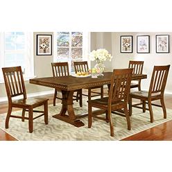Furniture of America Castile 7-Piece Transitional Dining Set, Dark Oak
