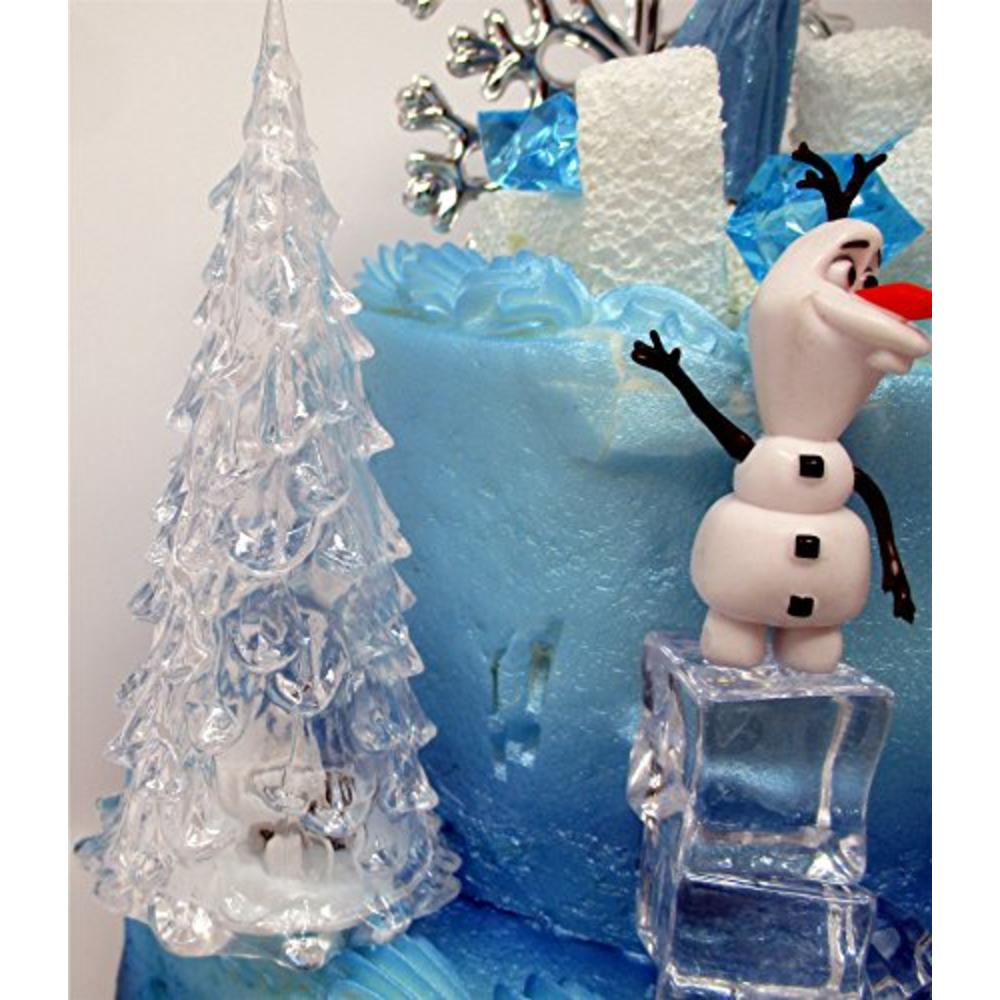 Cake Toppers Winter Wonderland Princess Elsa Frozen Birthday Cake Topper Set Featuring Anna, Elsa, Olaf and Decorative Themed Accessories
