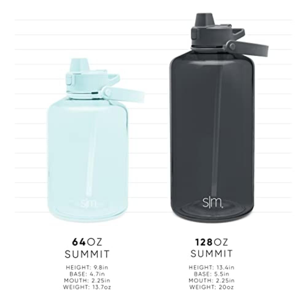 Simple Modern 1 Gallon Water Bottle with Push Button Silicone Straw Lid with Ounce Markers BPA Free Leakproof, (128oz / 3.8L), O