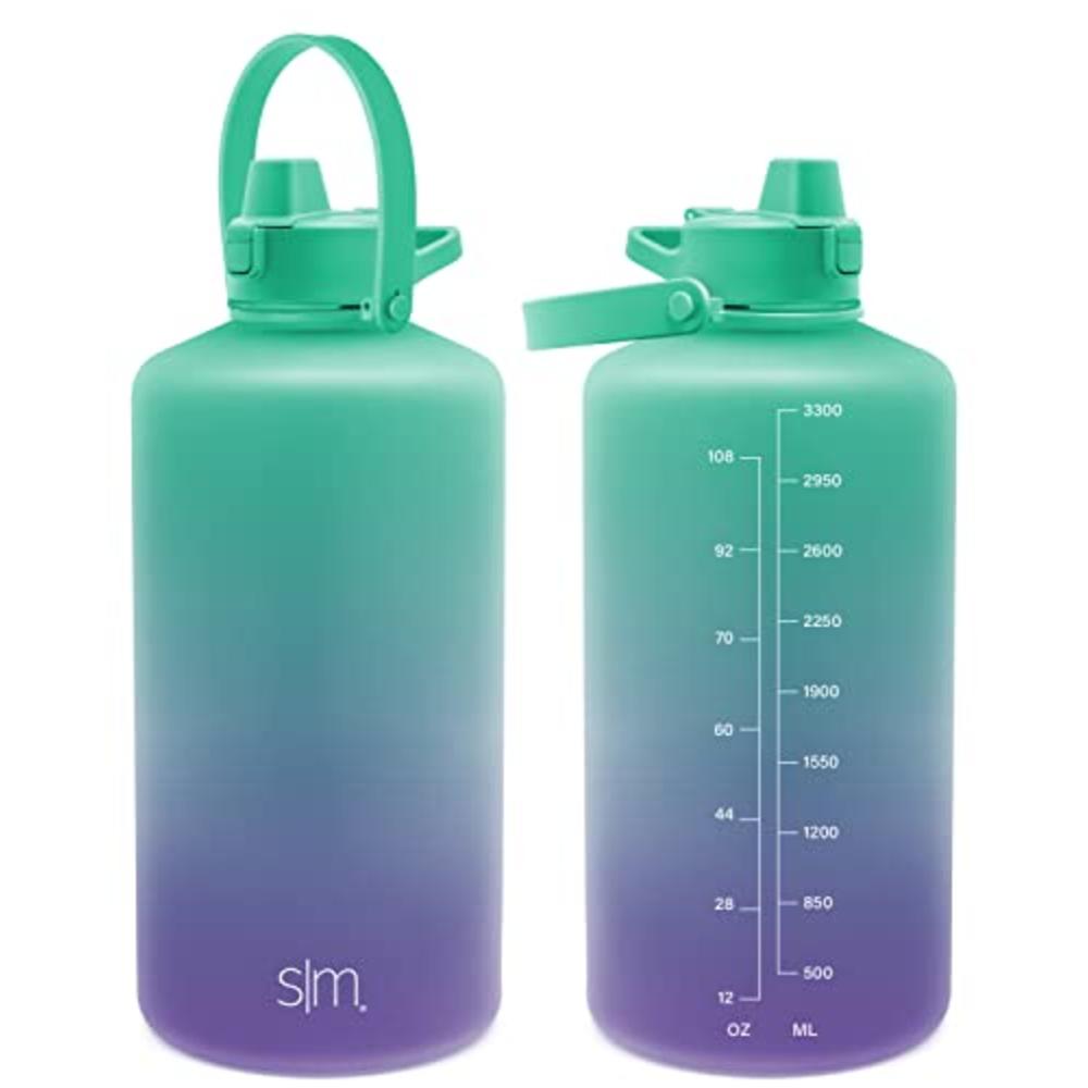 Simple Modern 1 Gallon Water Bottle with Push Button Silicone Straw Lid with Ounce Markers BPA Free Leakproof, (128oz / 3.8L), O