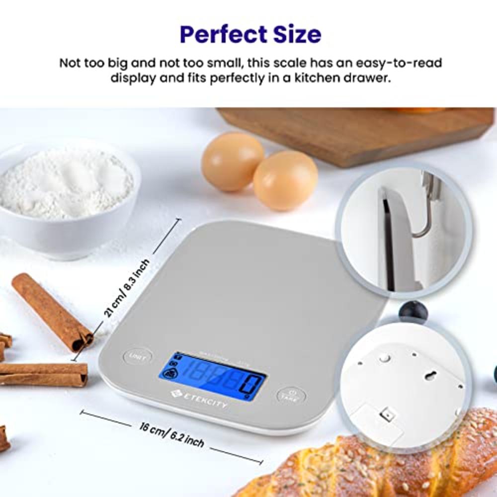 Etekcity Food Kitchen Scale, Digital Weight Grams and Oz for Cooking, Baking, Meal Prep, and Diet, Medium, Gray