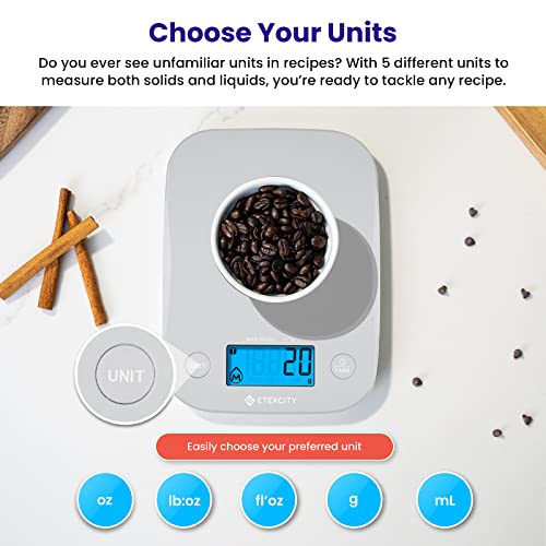Etekcity Food Kitchen Scale, Digital Weight Grams and Oz for Cooking, Baking, Meal Prep, and Diet, Medium, Gray