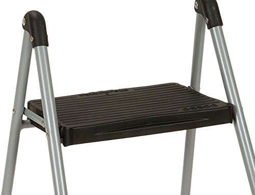 CoscoProducts Cosco Two Step Steel, Resin Steps, Step Stool without Handle, Platinum/Black