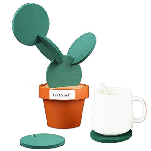 TRIPROC TriPro Original Coasters Set of 6 Pieces with Creative Cactus Shaped Design for Holiday Gift & Home Decoration