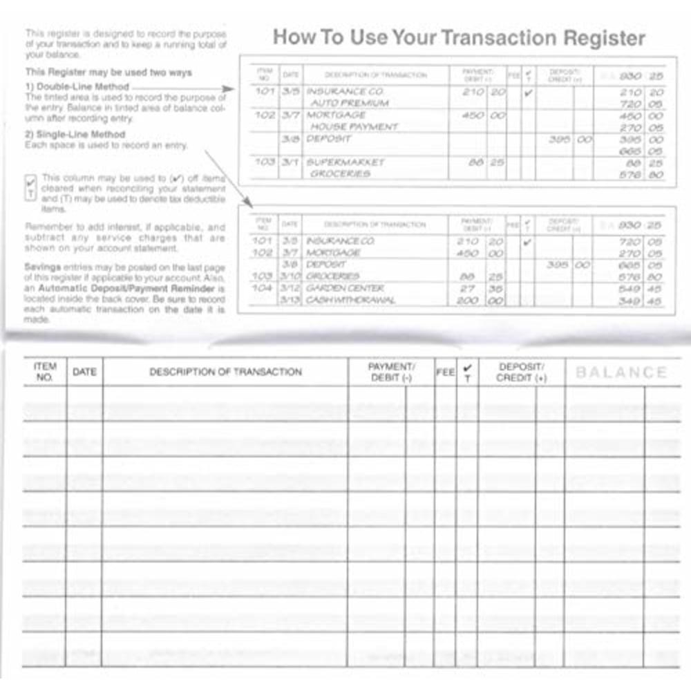 Easy Read Register 12 Check registers for Personal Checkbook - Checkbook Ledger Transaction Registers Log for Personal or Business Bank Checking Ac