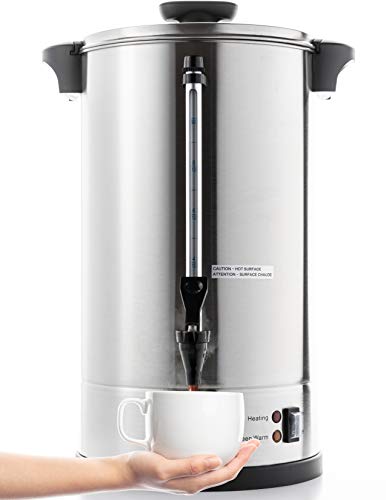 SYBO SR-CP100C Commercial Grade Stainless Steel Percolate Coffee Maker Hot Water Urn, 16 L, Matallic