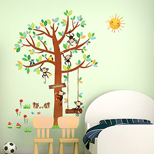 Decowall Da 1401 5 Little Monkeys Tree Kids Wall Stickers Decals L And Stick Removable For Nursery Be - Removable Wall Decals For Baby Room Decowall Da 1401 5 Little Monkeys Tree Kids Wall Stickers Decals L And Stick Removable For Nursery Be - Removable Wall Decals For Baby Room