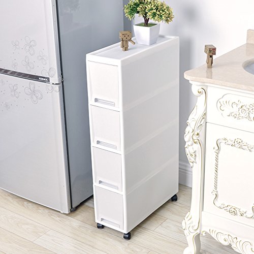 SHOZAFIA Shozafia Narrow Slim Rolling Storage Cart and Organizer, 7.1  inches Kitchen Storage Cabinet Beside Fridge Small Plastic Rolling