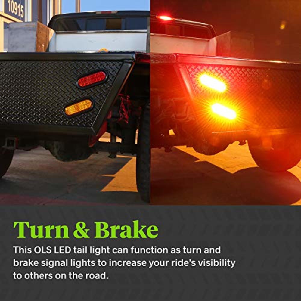 2pc OLS 4" Round RED LED Trailer Tail Lights - 24 LED Turn Stop Brake Trailer Li - Foto 3