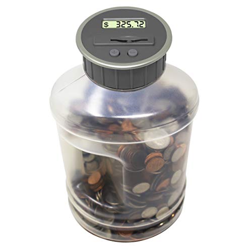 Digital Energy Jumbo Digital Coin Counter Bank - Extra Large Savings Jar for Pennies Nickles Dimes Quarters Half Dollar and Dollar Coins | Clea