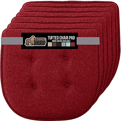 Gorilla Grip Extra Thick Tufted Chair Pad Memory Foam Cushions, Pack of 6 Comfortable Seat Cushion, Durable Slip Resistant, Dini