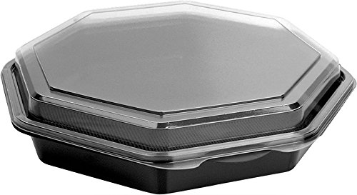 SOLO 864611-PS94 9 in Black/Clear PS Plastic Hinged Container, 9.57 X 9.18 Inches (Case of 100)
