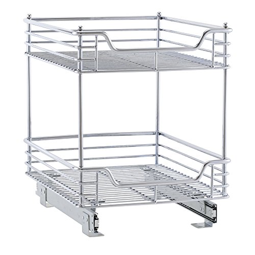 Household Essentials C21417-1 Glidez 2-Tier Sliding Organizer - Pull Out Cabinet Shelf - 14.5 Inches Wide