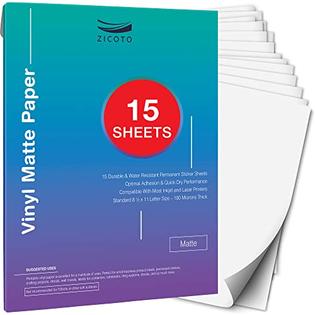 ZICOTO zicmattevinyl158 Premium Printable Vinyl Sticker Paper for