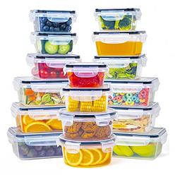 FOOYOO 32 Piece Plastic Food Storage Container with Lids - Airtight Food Containers Storage Set, Leak Proof Snap Lock Lids, BPA Free, M