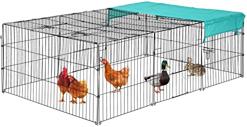 BestPet 72" x 48" Large Metal Chicken Coop, Chicken Run Outdoor Walk-in Poultry Cage Duck Coop Pet Playpen w/Door & Cover Rabbit
