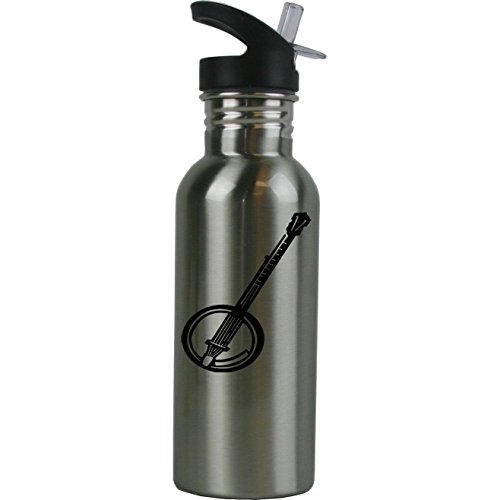 CustomGiftsNow Personalized Custom Banjo Stainless Steel Water Bottle with Straw Top 20 Ounce Sport Water Bottle Customizable