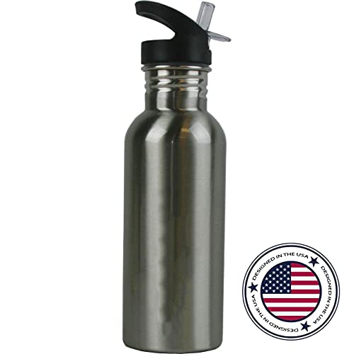 CustomGiftsNow Personalized Custom Hockey Face-Off Stainless Steel Water Bottle with Straw Top 20 Ounce Sport Water Bottle Customizable
