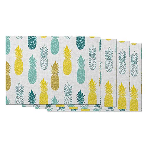 Moslion Pineapple Place Mats 12x18 Inch Set of 4 Fresh Tropical Summer Fruit Botanical Pineapples Leaf Table Placemats Cotton Li