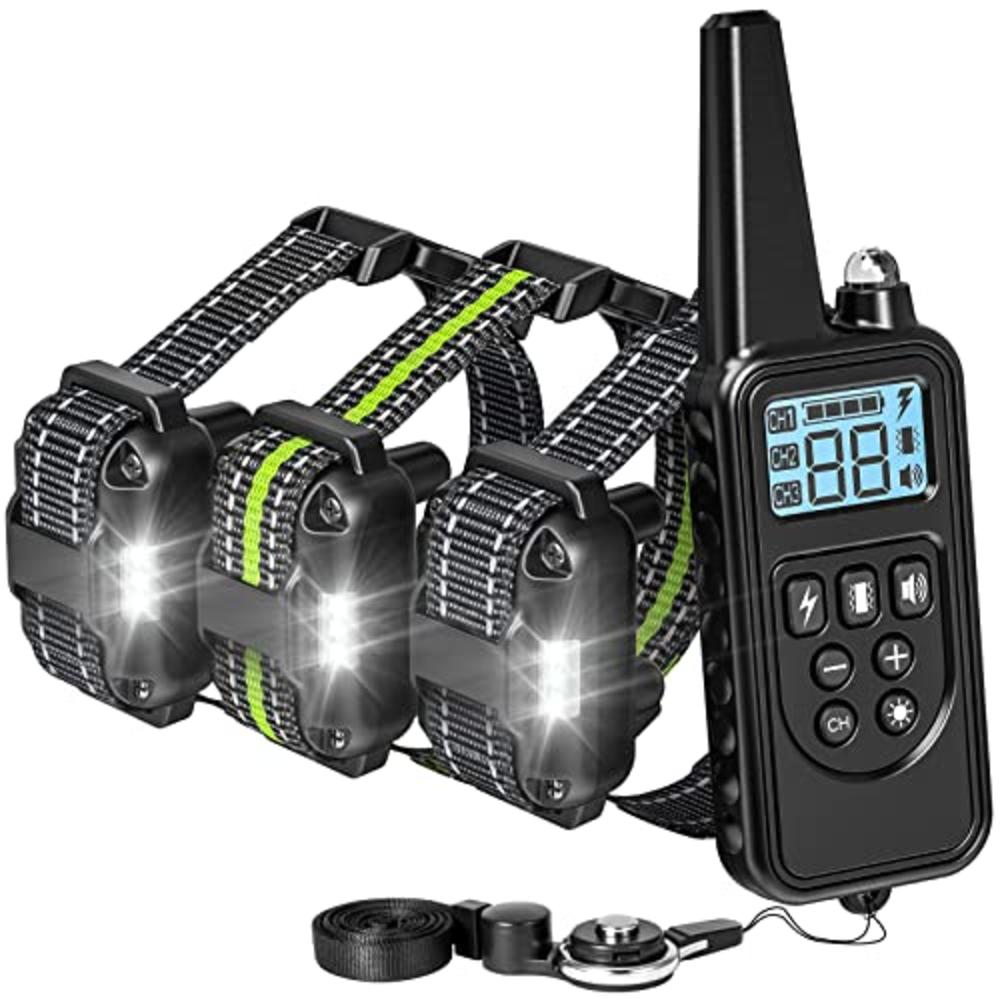 F-color Dog Training Collar, 2600FT Dog Shock Collar for Large Medium Small Dogs Breed, with 4 Modes Light Beep Vibration Shock,