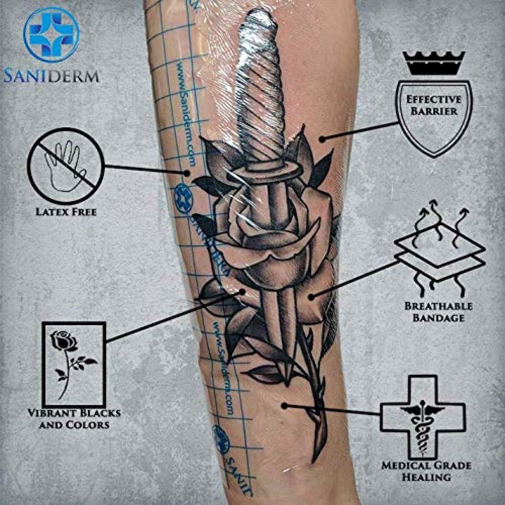 Saniderm Tattoo Aftercare Bandage | Transparent Hygienic Adhesive Wrap | 3  Individually Packaged Sanitary Sheets (6
