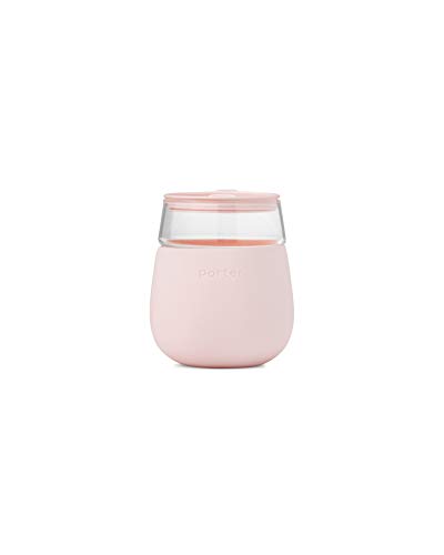 W&P Porter Portable Wine Cocktail Glass with Protective Silicone Sleeve | 15 Ounces Blush | On-the-Go | Reusable Wine Tumbler wi
